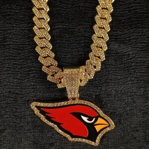 NFL Arizona Cardinals 20 Inch Necklace Pendant Cuban Chain Link Football Jewelry